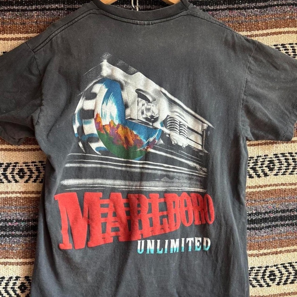 Marlboro Faded Unlimited Train Adventure Team Pocket T Shirt 90s size L Reprint